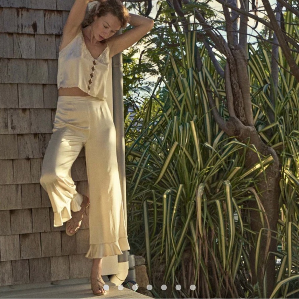 NWT Dôen Silk Satin Serenity Pant in Mother of Pearl Size M